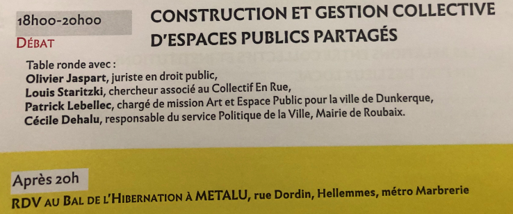 AssoANIS's tweet photo. #ROUMICS : Table Ronde, Construction et gestion Collective d'espaces publiques partagés avec Cécile Dehalu de ville @roubaix, Patrick Lebellec pr ville @Dunkerque, Louis Starizki, chercheur Collectif En Rue, @JaspartOlivier juriste en droit public et @LoosenGohelle à distance ! https://t.co/aY7ROTVnUJ