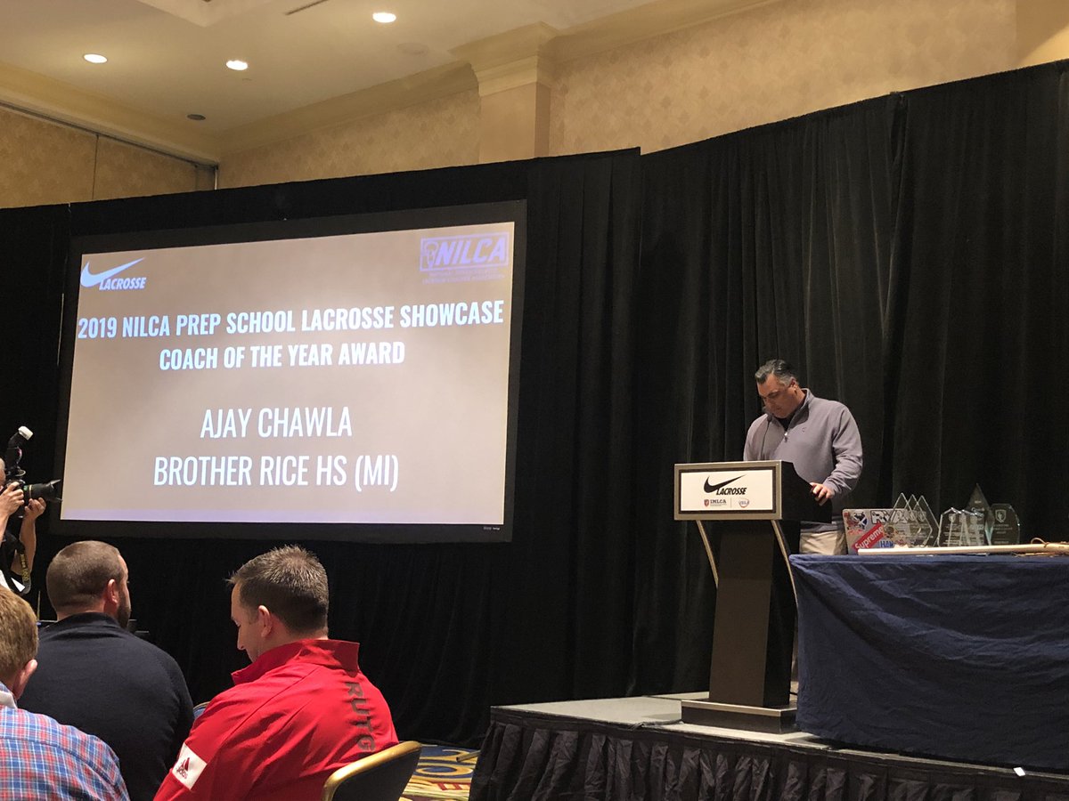 The NILCA HS Coach of the year is Ajay Chawla, Brother Rice (Mich.)