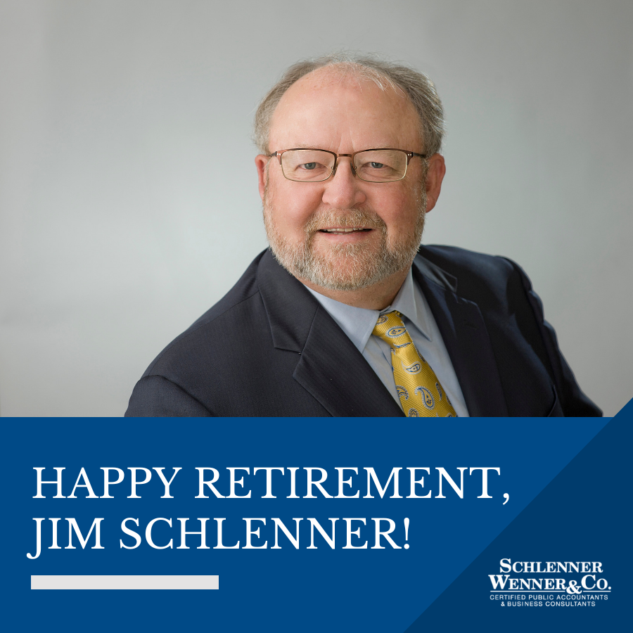 SchlennerWenner's tweet photo. After nearly 40 years of working for Schlenner Wenner, with 25 of those years serving as the Managing Partner, Jim Schlenner will be retiring on January 3, 2020. On behalf of all the partners and staff, we would like to thank Jim for his dedication and contributions to the firm. https://t.co/uiJL8jDOEK