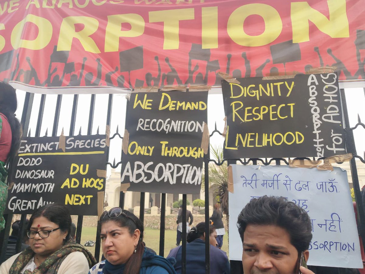 Sunitaguliatok1's tweet image. @PMOIndia @AmitShah Sir, please look at the plight of Adhoc teachers of Delhi University, who are on indefinite strike since December 4, 2019
#onetimeregulation4AbsorptionofDUADHOC
#DUadhocABSORPTION
#OneTimeRegulationForAbsorption
#OnlyAbsorption 
#ABSORPTIONof6500_DUadhocs