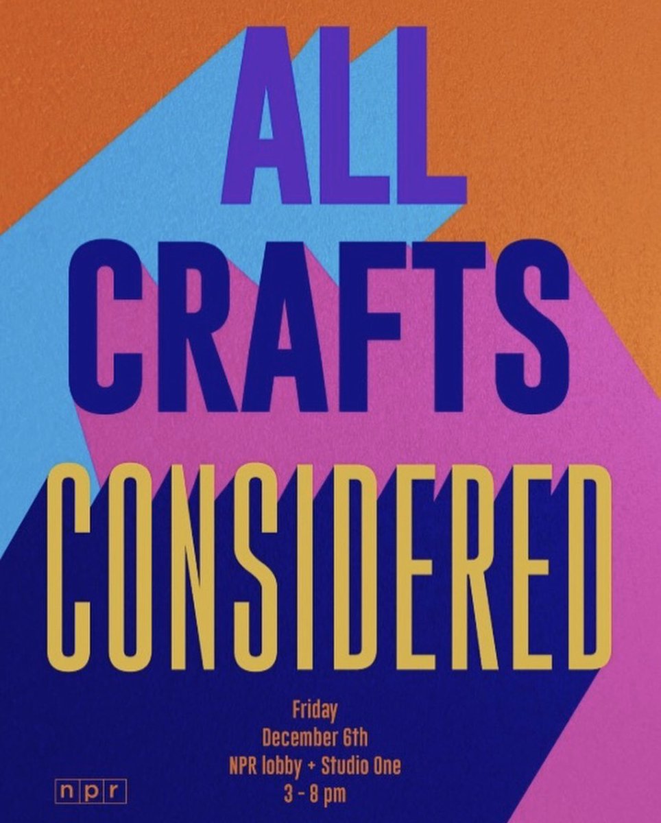 We are excited to welcome back All Crafts Considered, a fan-favorite holiday event here at HQ!

Today from 3-8p in the HQ Lobby and Studio 1, there will be unique gifts and homemade goods from an array of local artisans and makers from the DMV area✨ #NPRLife