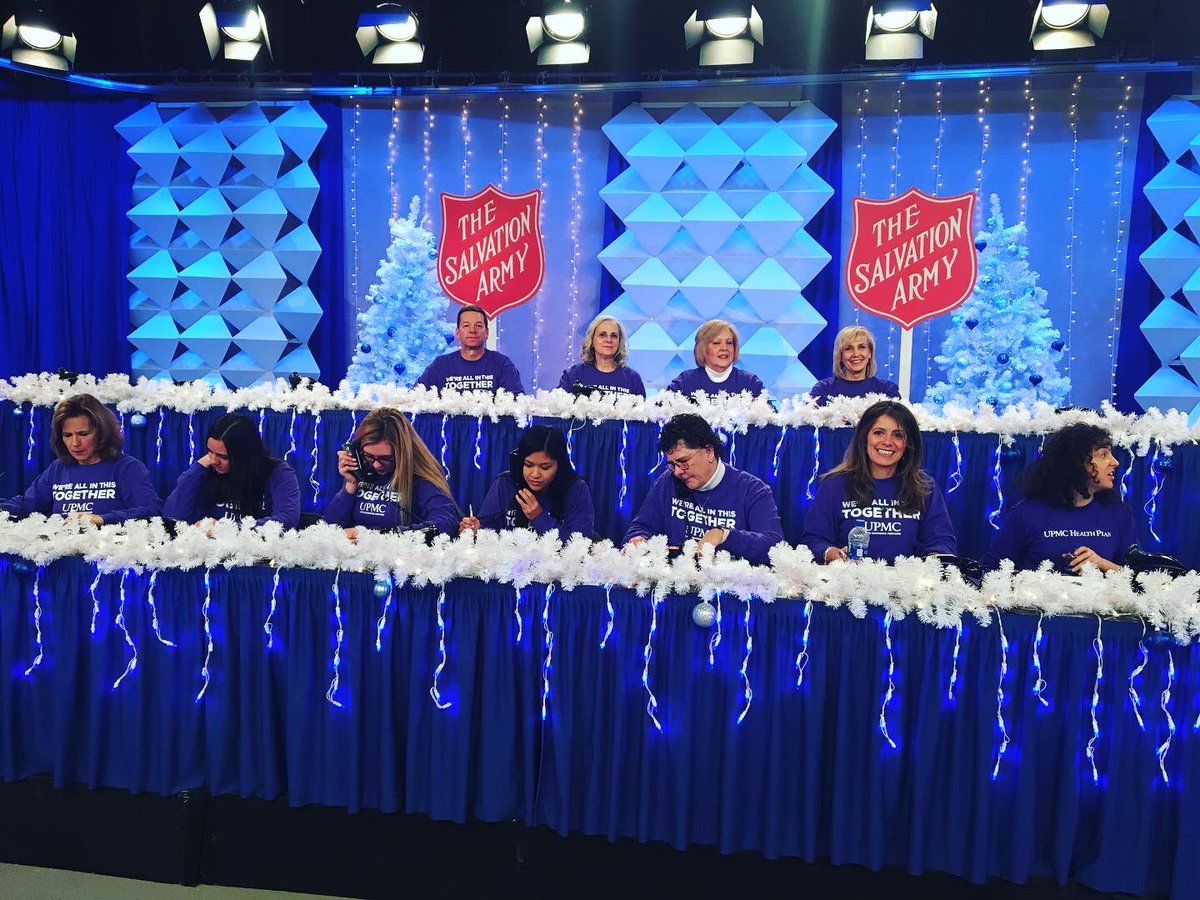 UPMCnews's tweet photo. A team of UPMC Presbyterian staff answered phones today for the @WTAE Project Bundle-Up Telethon. They also contributed $10,000 to the cause. #bundlethemup https://t.co/YM64FJd4ir