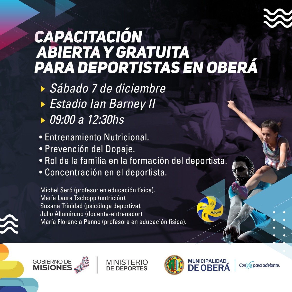 El próximo sábado 7, se brindará en #Oberá una capacitación gratuita que tendrá una temática orientada a #deportistas, familiares y entrenadores. La actividad está prevista de 9:00 a 12:30 en el Estadio Ian Barney II.  👉👉👉 nexosports.com.ar/capacitacion-p…