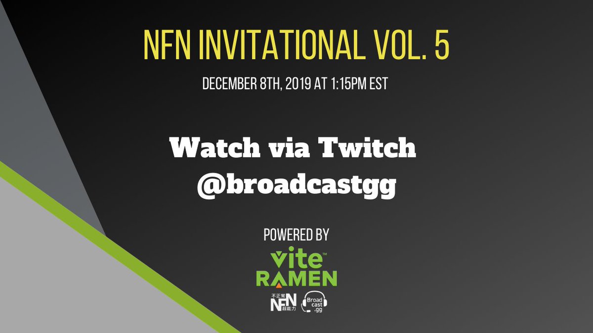 NotNormGG's tweet image. NFN Invitational Vol. 5 will be live on Sunday at 1:15pm EST by @BroadcastDotGG 
📺 Twitch: twitch.tv/broadcastgg/

Powered by @ViteRamen. Use the code "NFN" to get 15% off and support T2/T3 + NFN Invitational!! 
🖥️ Link: viteramen.com