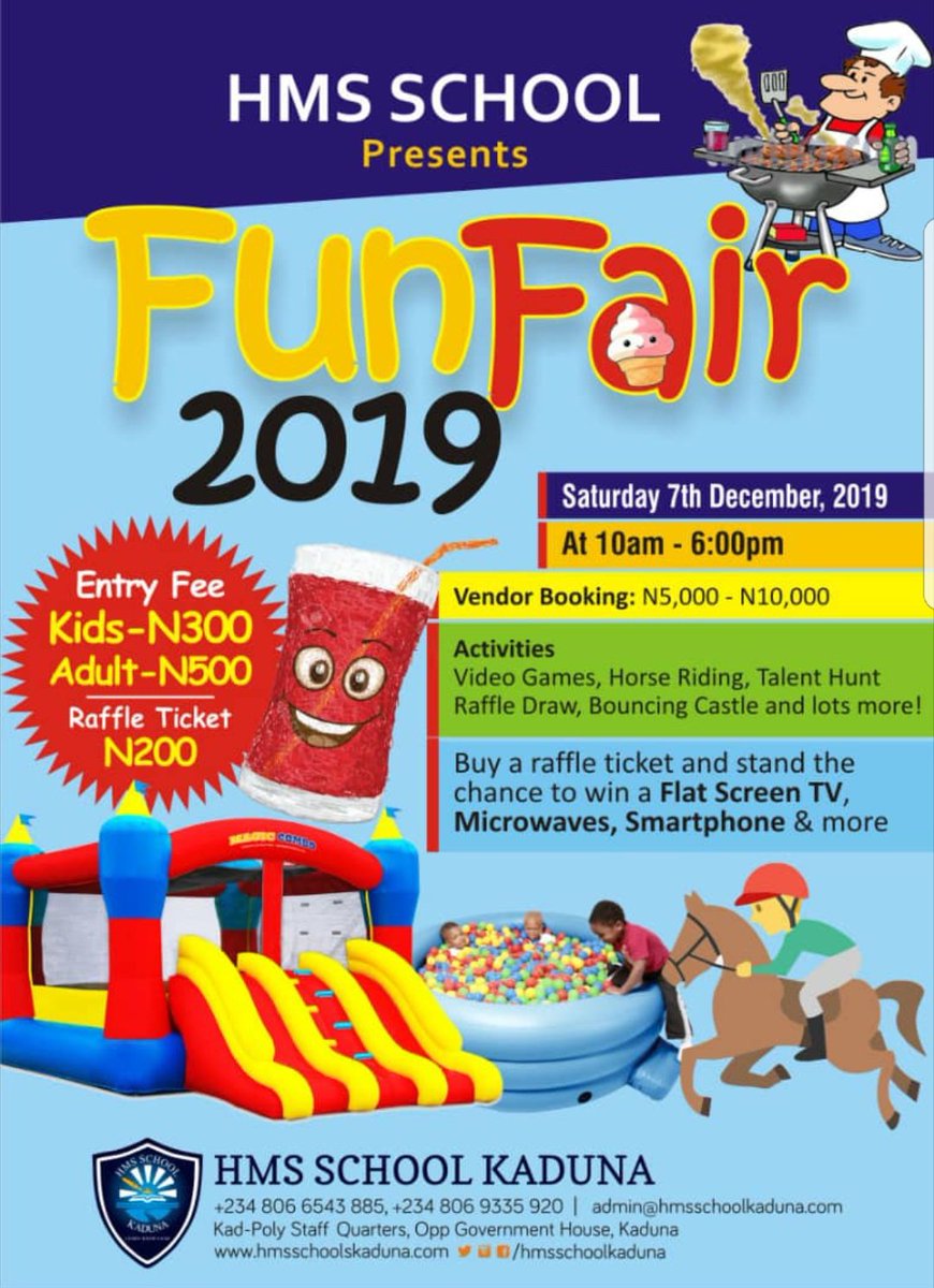 HmsSchool's tweet photo. It's Tomorrow! Are you ready? ππΊ
#funfair #kadunaevents #kadunafun #KadunaOpportunities #croccity https://t.co/Vs2czODRzF