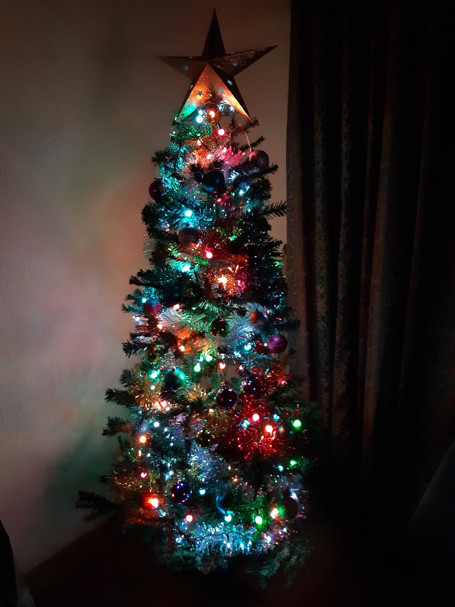 Clare875's tweet photo. Hey so me and @theothercoogan have our first Christmas tree and I, for one, love it. #firstchristmastree #firstchristmas https://t.co/wOgh8hnOJP