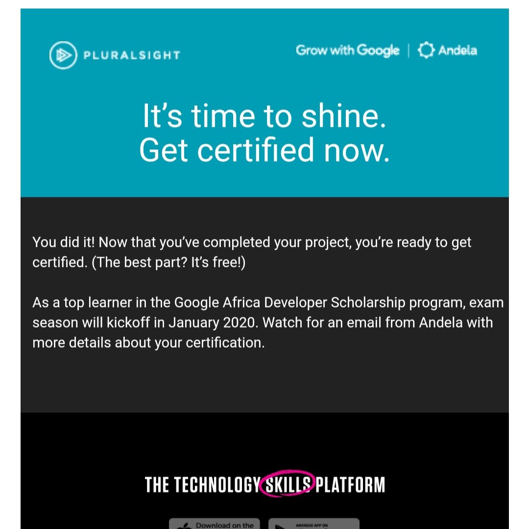 iyanuOtosin's tweet photo. I am so happy right now,thank you for the opportunity. @Andela for #ALCWithGoogle & @pluralsight
#GrowWithGoogle @andela_alc
#cloud #150DaysOfALC4 #Growithgoogle #alcajah
#alc4.0 https://t.co/s4BelkNZ8D