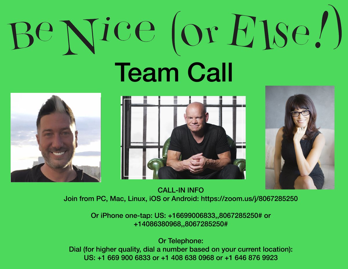 WinnClaybaugh's tweet photo. Today's the day! Don't miss our #BeNiceOrElse team call at 1pm (Pacific), 4pm (Eastern). https://t.co/6iqbsEP6Z8