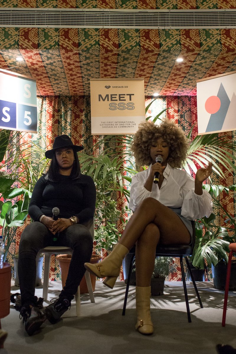 shesaid_so's tweet photo. #MEETSSS was full of thought provoking conversations, here are a few snaps from day 3, exploring the concepts of femininity and gender in a world driven by technology with Chantelle Ayanna (Lick Events) and @theslumflower and Rosina Kazi (one half of @lalforest ) https://t.co/TzmaxapW05