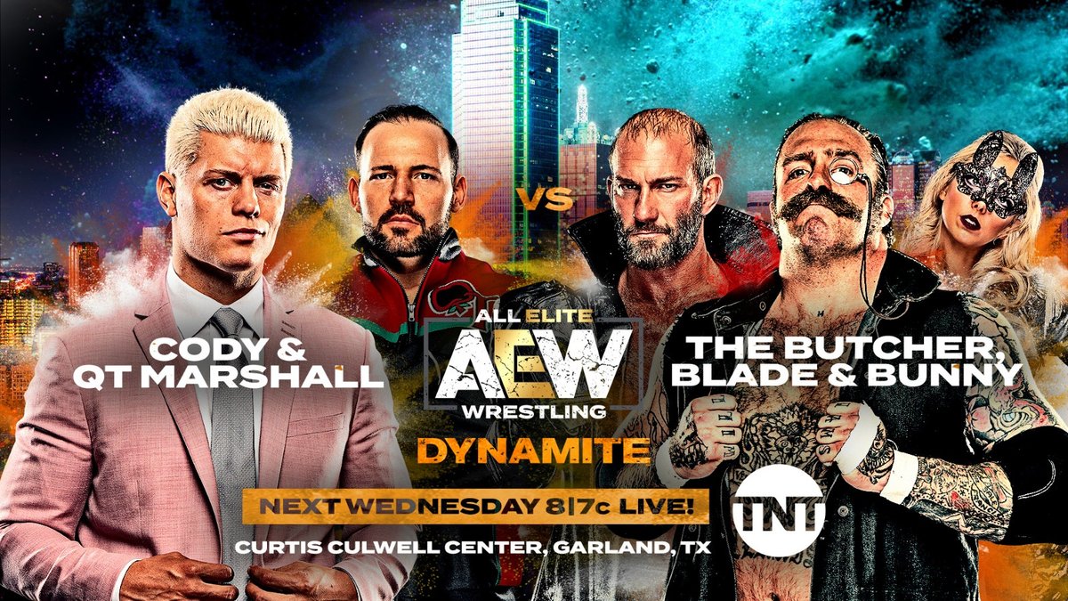 AEW's tweet photo. .@realmmarshall1 has been hand-picked by MJF to tag with @CodyRhodes as they face the match debuting team of The Butcher &amp; the Blade in Garland, TX next week!

Watch #AEWDynamite LIVE every Wednesday on @TNTDrama 8e/7c #AEWonTNT @AEWonTNT https://t.co/sKrPhyWlmO