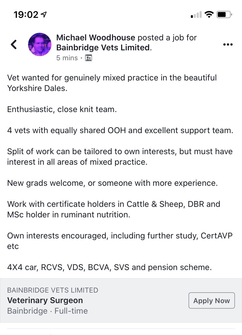 sheepyvet's tweet photo. We have a great opportunity for an enthusiastic vet to join our closenit team in an independent practice that is genuinely mixed. Please email davinia@bainbridgevets.co.uk https://t.co/nn6UfO18cG