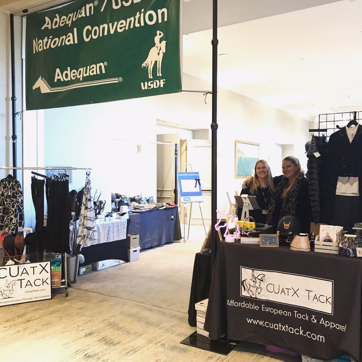 USDF's tweet photo. Do a little holiday shopping at the CUatX Tack booth to check out the rose gold collection & shop affordable gifts from Cavallo, Anky, Montar and more! Thank you to CUatX for being a contributing sponsor of this year’s Adequan®/USDF Annual Convention
#USDFConv https://t.co/QVXbaDdHGw