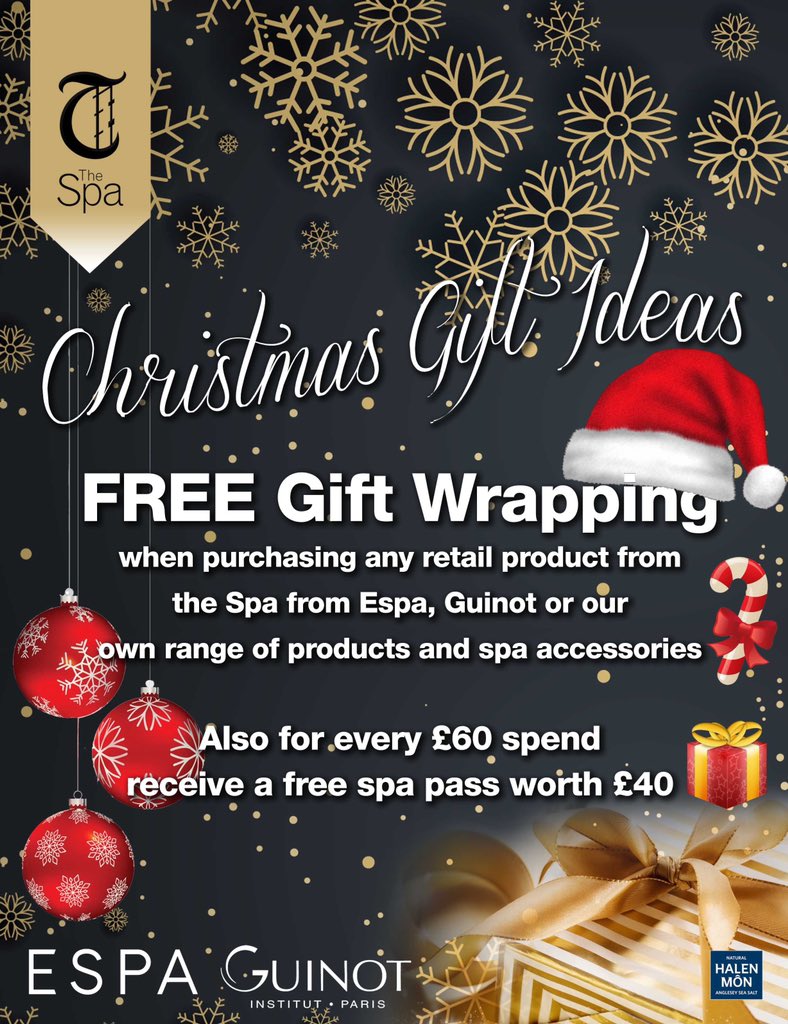 We can do a voucher for any value or specific treatment or package, we also have a wide selection of retail items, and if your like me and loose it with the wrapping paper, the staff will take the stress away free of charge #spa #treysgawen #gift #christmas. #anglesey