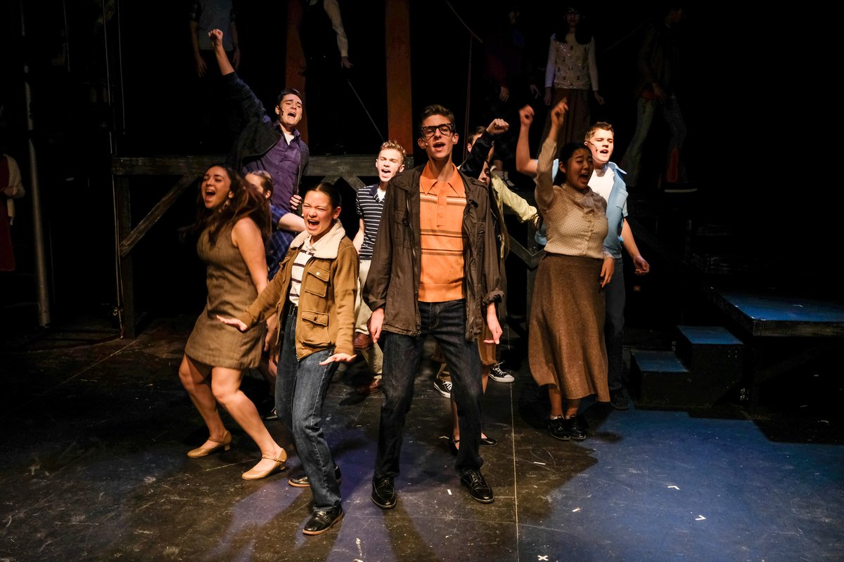 CCATheatre's tweet photo. Dogfight opens tonight at CCA: Black Box Theatre! Check out ALL our posts today for a glimpse of everything this show has to offer including: (pic 6) Rowdy celebrations!  PC: @KenJacques3 Only 5 chances to see this musical @CCARaven Click for tickets: https://t.co/NWqCa7gVU9 https://t.co/XLT1RVGJbr