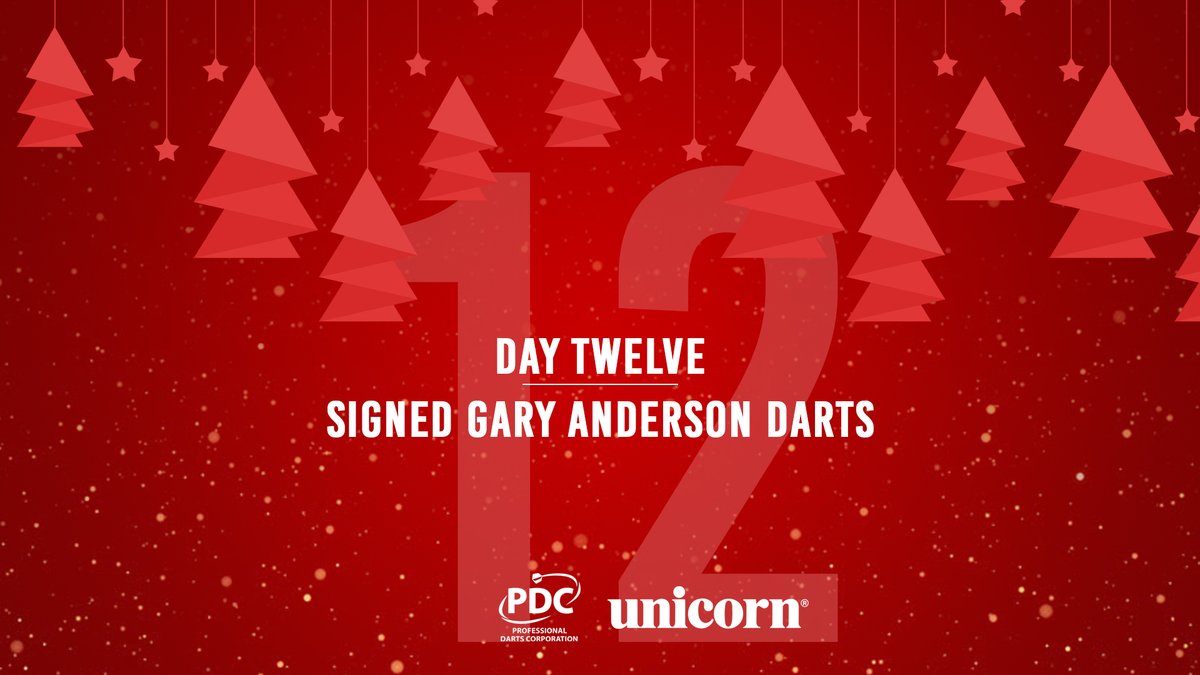 OfficialPDC's tweet photo. 🎄🎅🎯PDC 12 Days of Christmas!🎯🎅🎄

Simply RT and fill in the form via the link below to be in with the chance of winning a set of signed Gary Anderson darts courtesy of @UnicornDarts. 

Winner to be announced approx 1700 GMT. 

▶️ https://t.co/sxxCJZvxZv https://t.co/7gJb3FVQSl