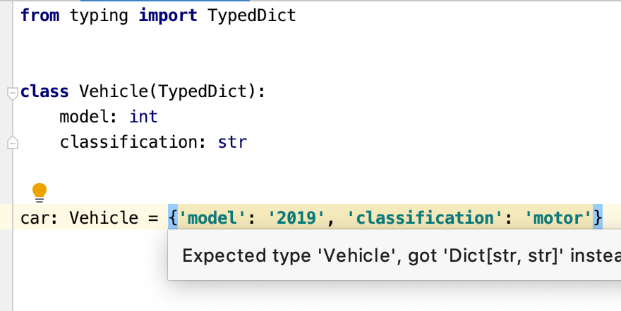 pycharm's tweet photo. Python 3.8 adds TypedDicts to the language, and PyCharm 2019.3 gives you PyCharm-level code completion for them. Try it now! #NewInPyCharm https://t.co/Og8TedEAnA https://t.co/2AGKtriwzg