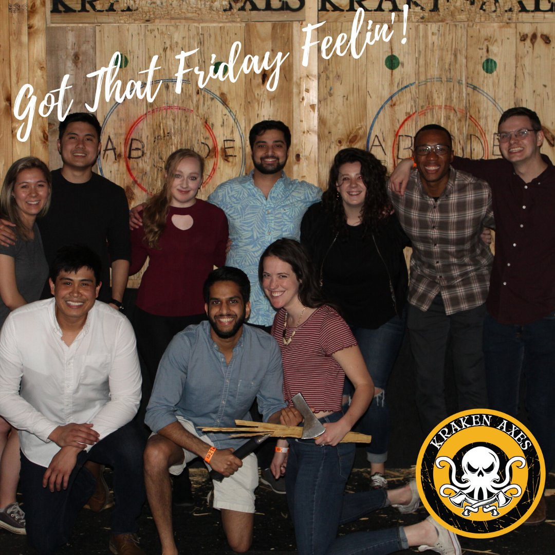 We've got that #FridayFeelin and we're ready to kick back, pop open a brew and throw some axes! #LetsGetKraken #FridayVibes #Weekend #DC #DCBars