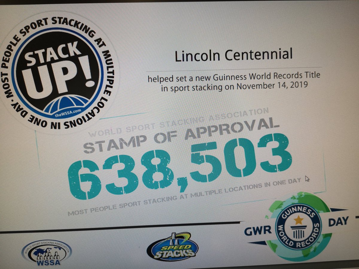 MrLemon348's tweet photo. We did it! @lincoln_dsbn @theWSSA @BermanLisa @LisaOz1313 A new world record! #GWR #PhysEd @Speedstacks_CA @SpeedStacksInc https://t.co/QfWH5hONsL
