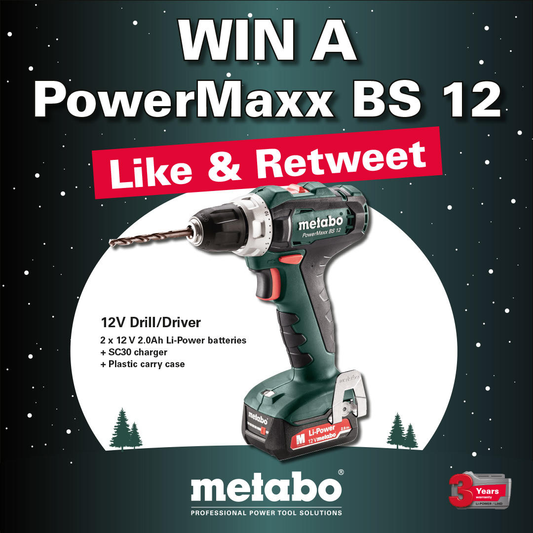 Metabo XMAS Giveaway 🎁

Win a PowerMaxx BS 12v by liking and #retweeting this post!

Winner will be announced on this post on Monday. This giveaway is for UK and ROI only!