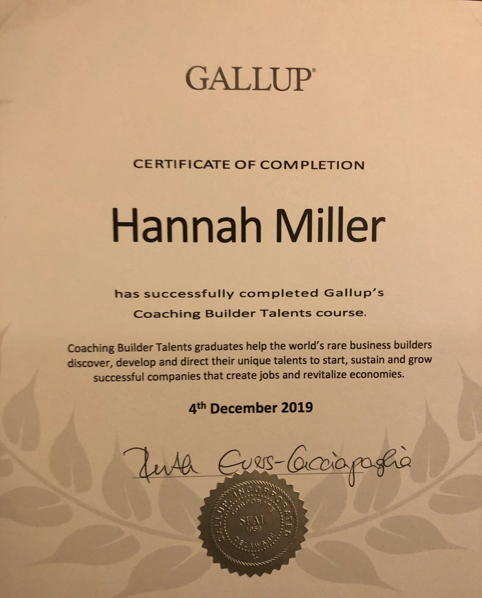 hellohmiller's tweet photo. So excited to say I’m proudly one of only two Brits ever to be a certified BP10 coach by @Gallup this basically means I’ve been equipped to use the absolute best tools to spot, develop and encourage entrepreneurs and pioneers in all walks of life! #builderprofile #Entrepreneur https://t.co/KbvVrK0ytL