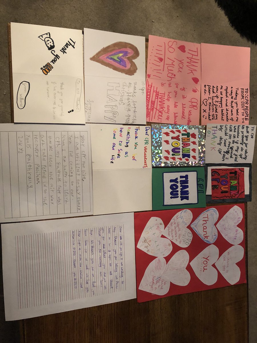 cprforlife1's tweet photo. @hillviewprimary thank you so much!!! Such wonderful drawings and writing!!! We all loved teaching all your children. Next generation of life savers #cpr #CPR4Schools All your children went towards the record breaking 2019 #RestartAHeartDay ❤️@ResusCouncilUK https://t.co/IjAKN1W1XC