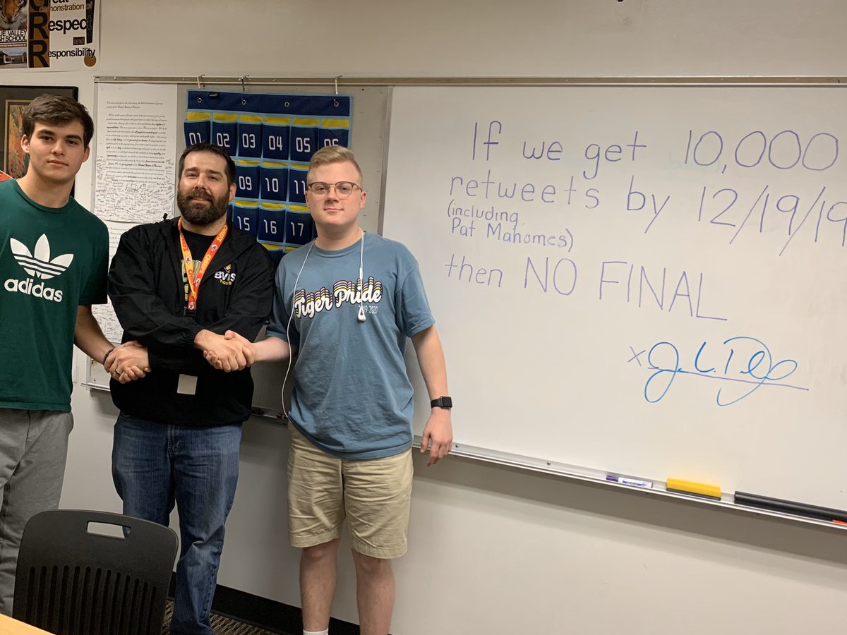 Grant Calvert (@grantca1vert) on Twitter photo If we get 10,000 retweets by 12/19/19 (including <a href="/PatrickMahomes/">Patrick Mahomes II</a> )then we will have no Econ final!!!! Please like and RT!!! <a href="/Luke_johnson33/">Luke Johnson</a> <a href="/BrianMa88877505/">Brian Mann</a> <a href="/PatrickMahomes/">Patrick Mahomes II</a> If we get 10,000 retweets by 12/19/19 (including <a href="/PatrickMahomes/">Patrick Mahomes II</a> )then we will have no Econ final!!!! Please like and RT!!! <a href="/Luke_johnson33/">Luke Johnson</a> <a href="/BrianMa88877505/">Brian Mann</a> <a href="/PatrickMahomes/">Patrick Mahomes II</a>