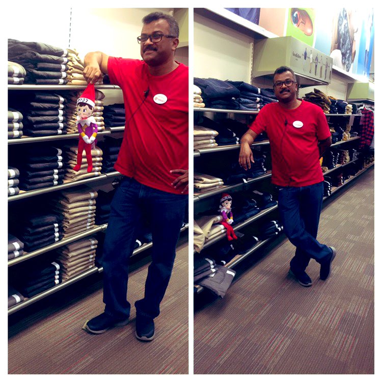 DBO John found this mischievous elf messing up his denim wall. Had to fix it up with some crispy folds 😍 #T2737 #worksomewhereyoulove #elfontheshelf #crispyfolds <a href="/TaveCeline631/">Tavé Céline</a> <a href="/Tarasubermartin/">Tara Suber!</a> @GabrielHRGuru <a href="/CRBrookhouser/">Chris</a> @psjane <a href="/JulieEnglar/">Julie Englar</a>