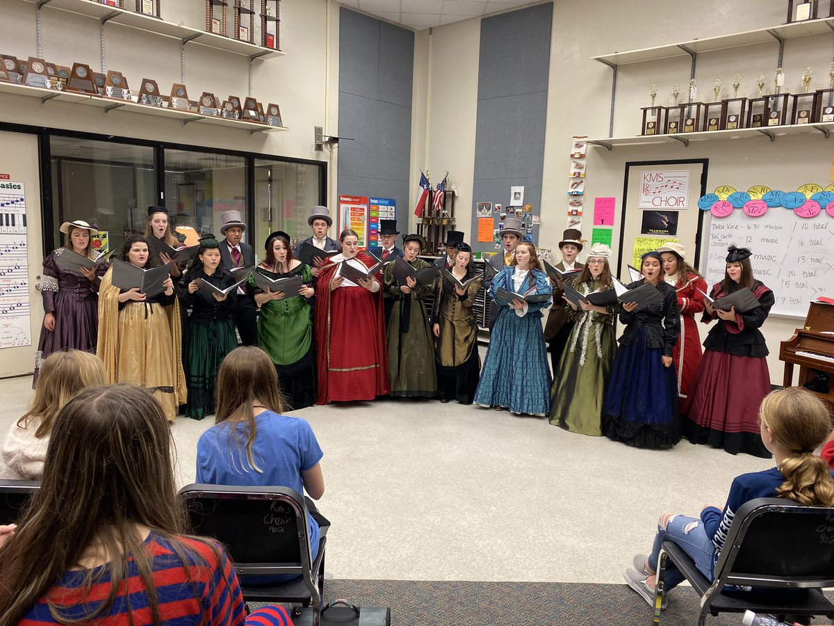 Thank you <a href="/fahnders/">Ben Fahnders</a> and the <a href="/kparkchoir/">KPHS Choir</a> Madrigal singers for sharing their voices and making our Friday super awesome! #KMSCougarPride #TisTheSeason #ILoveCaroling