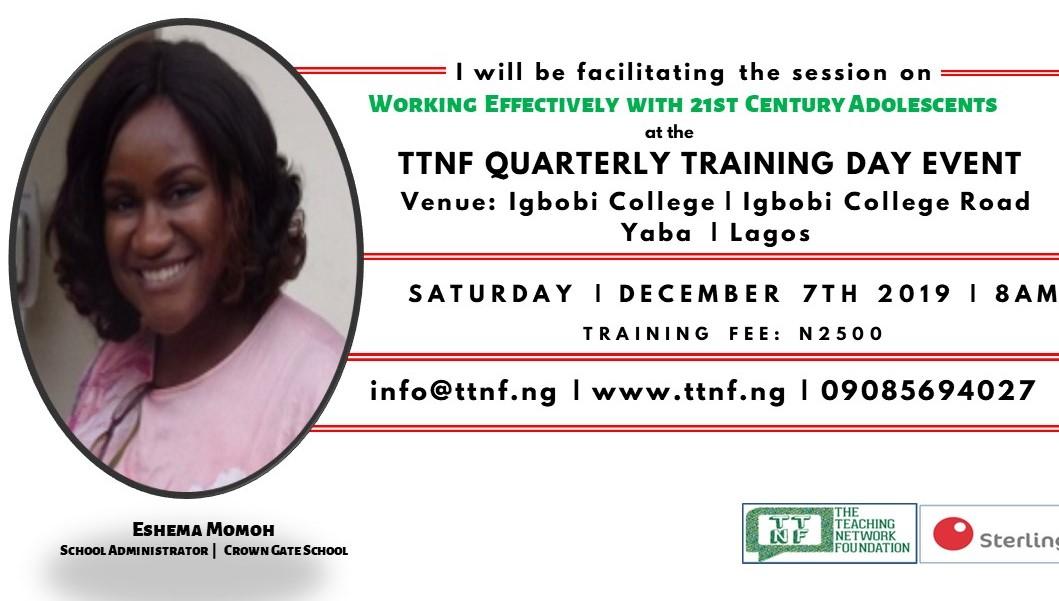 Princess_Eshema's tweet photo. Tomorrow is #TTNF training day. I'm facilitating a topic on working with teens #teenbuilding. Calling all educators and parents to come be a part of this, let's run minds on best strategies for this age. #ttnf2019 #dec7 https://t.co/3WmfK4AkDc