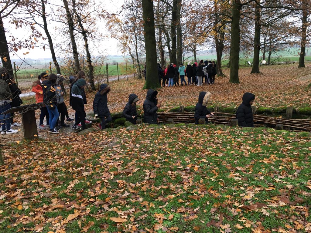 NewsteadWood's tweet photo. Year 9 students at the Bayernwald trenches and the Menin Gate. #Ypres https://t.co/aBMXBJ6CAY