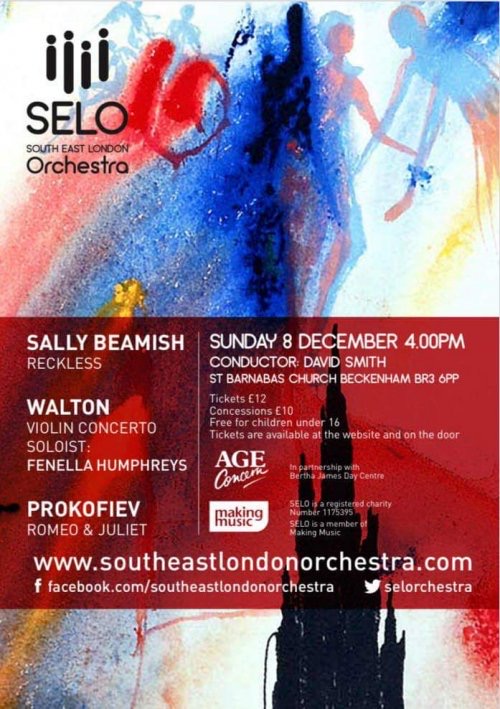 You are most welcome... 4pm, 8 December for another brilliant performance by  <a href="/selorchestra/">SELO | South East London Orchestra</a> , featuring  @sfbeamish  acclaimed British composer &amp; violist &amp; #SELO’s very own  <a href="/fhvln/">Fenella Humphreys</a> starring in the #Walton Violin Concerto. Tickets on the door or bit.ly/2qZcpeM #BeckBromFL