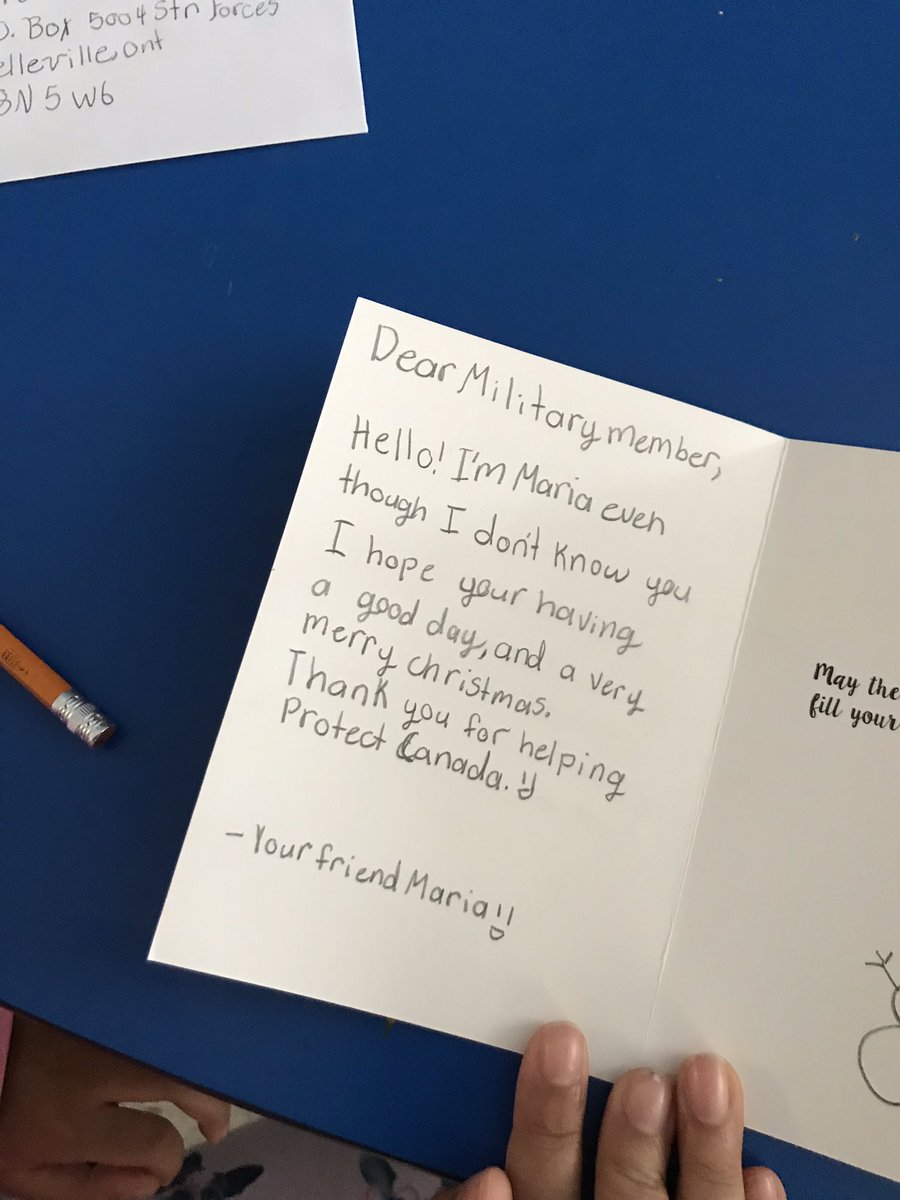 Mme_Pilon's tweet photo. The messages students created for the Canadian Armed Forces in their Christmas cards were completely inspirational and from the heart @alcdsb_mich Spreading the holiday spirit and our thanks @CAFinUS #ALCDSB https://t.co/0qTckjhZ2i