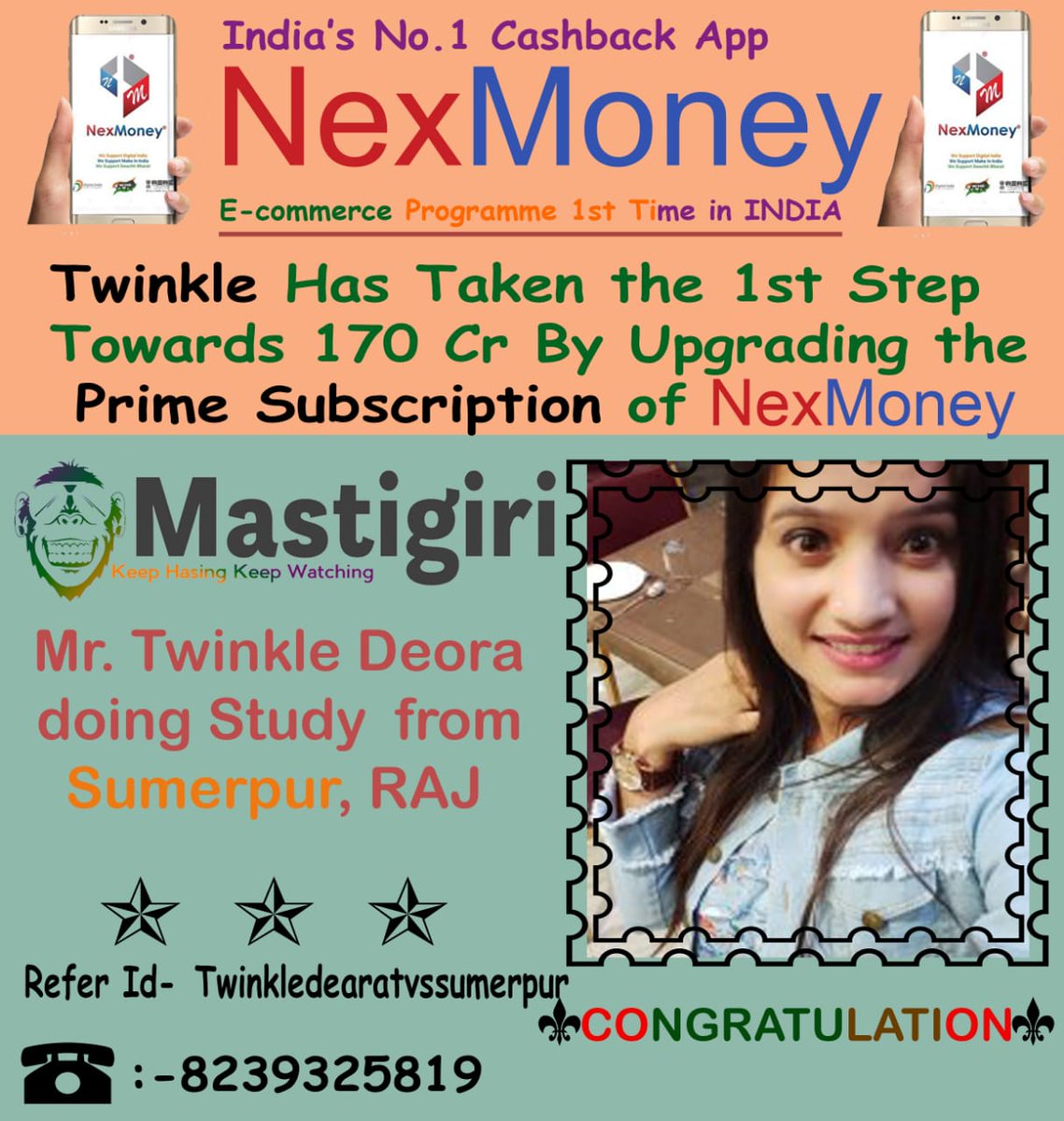 NexMoneyCare's tweet photo. Are you looking for an Extra Earning?? If Yes..Call or Whatsapp 

#Nexmoney #Digitalindia #onlineincome #onlinejob #mlm #Networkmarketing 
#androidmobilejob #workfromhome
#innovate #impact #inspire #intellegence #integrity #influence #infinite  #Action #doitnow #decision https://t.co/Hy9Z2Dv3wL