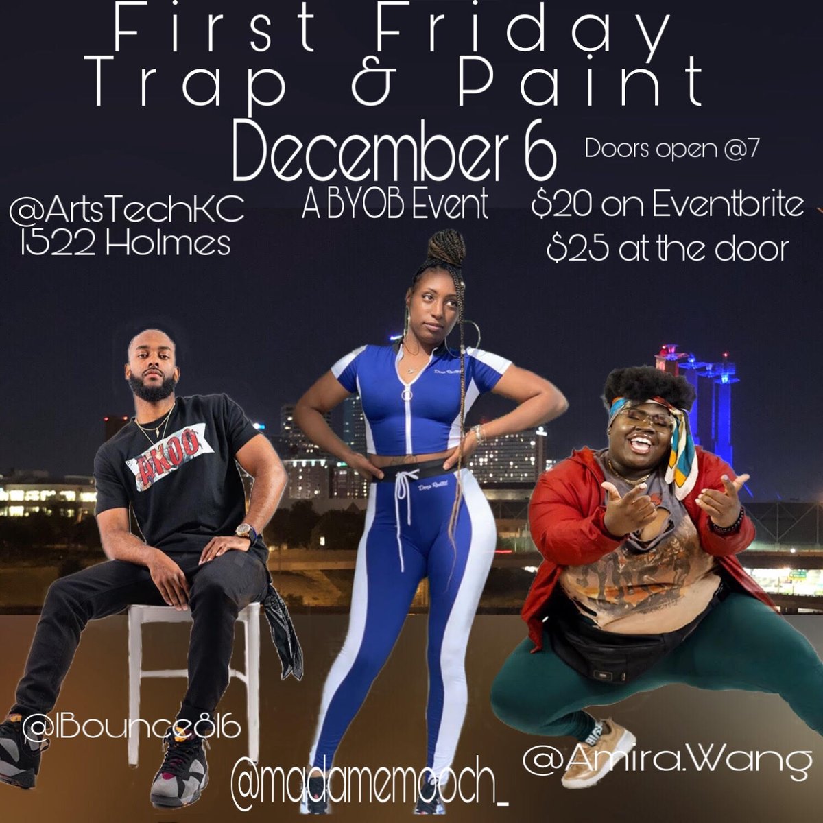 ArtsTechKC's tweet photo. It's #FirstFriday! Join us for #trapnpaint tonight, 8PM, $25
Proceeds support our Cultural Exchange program: #ConnectingContinents. https://t.co/nnxqIe0LGo