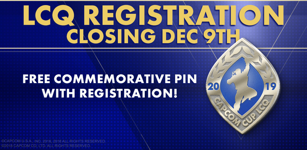 CapcomFighters's tweet image. Capcom Cup LCQ registration is closing Monday! Sign up soon for a chance to earn the last spot in the top 32.

LCQ: capcom.us/LCQ_CC2019