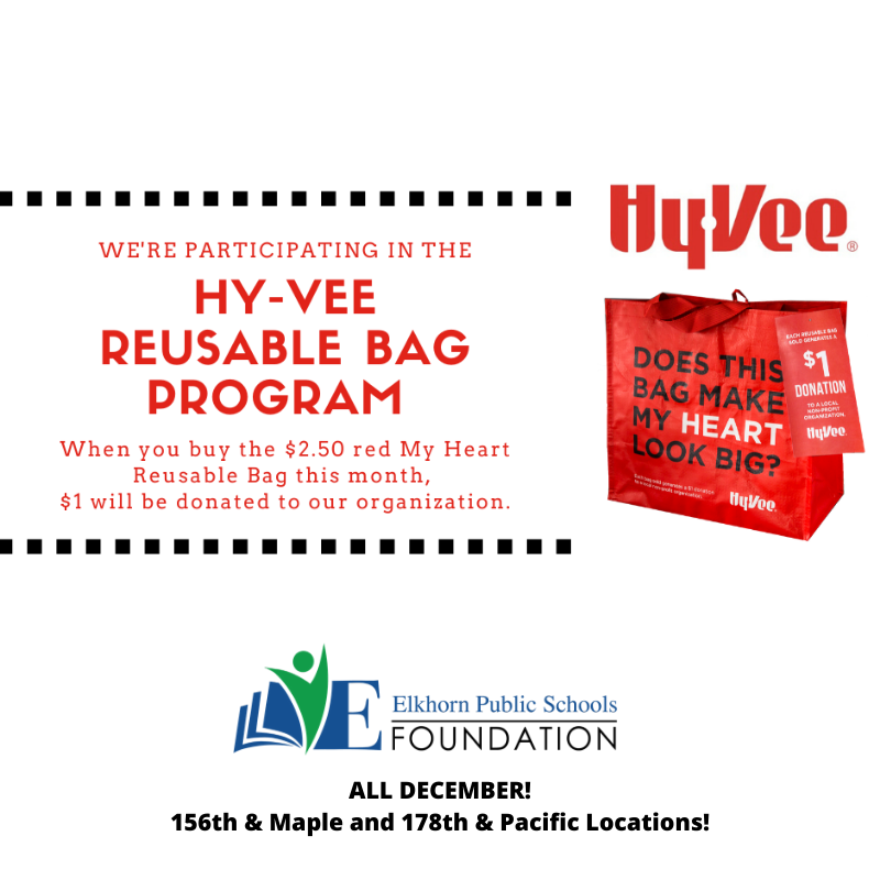 EPSF_Alumni's tweet photo. EPSF was selected as the December beneficiary of the program by store leadership at the Hy-Vee's located at 156th &amp; Maple and 178th &amp; Pacific. EPSF will receive a
$1 donation every time a $2.50 red My Heart Reusable Bag is purchased at these locations this month. #SupportEPSF https://t.co/IbsXTUstfz