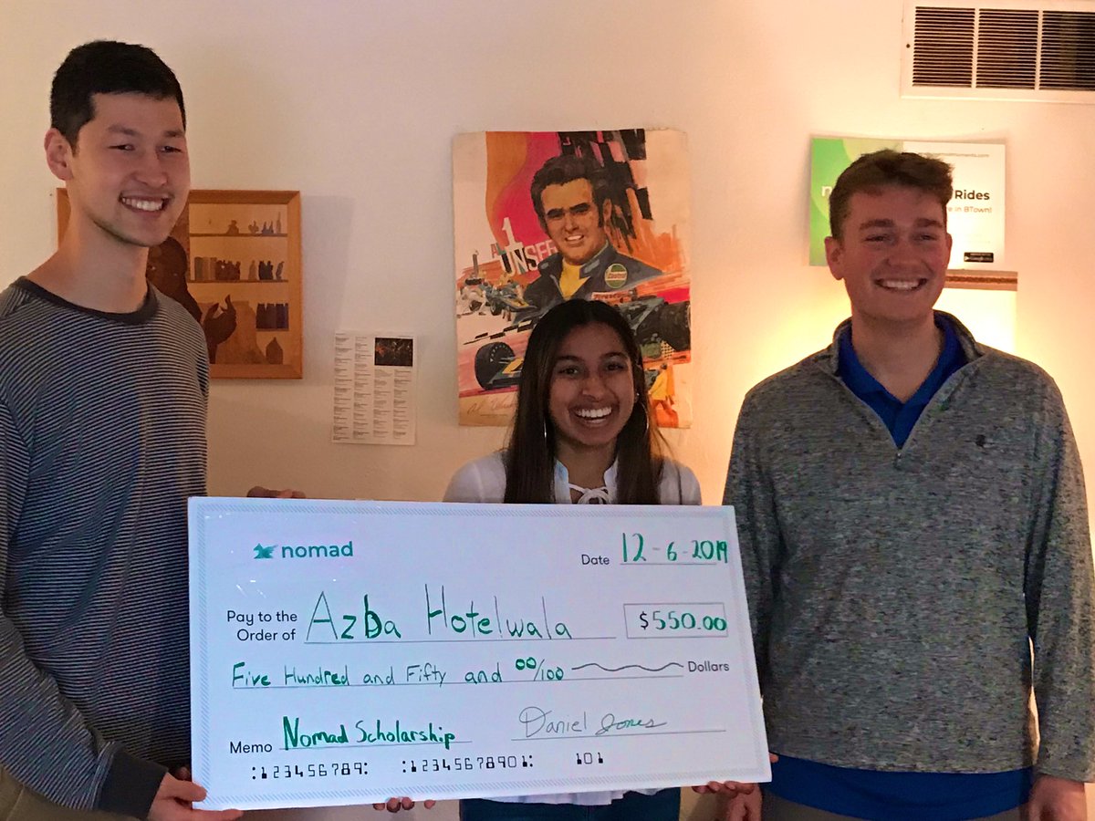 Honored to give out the first ever <a href="/nomad_Rides/">Nomad</a> scholarship today. With over 246 applications, we based the selection process on quality of their endorsements, number user interviews, and purpose of application. 

Congratulations <a href="/azbahotelwala_/">azba</a> !!!
