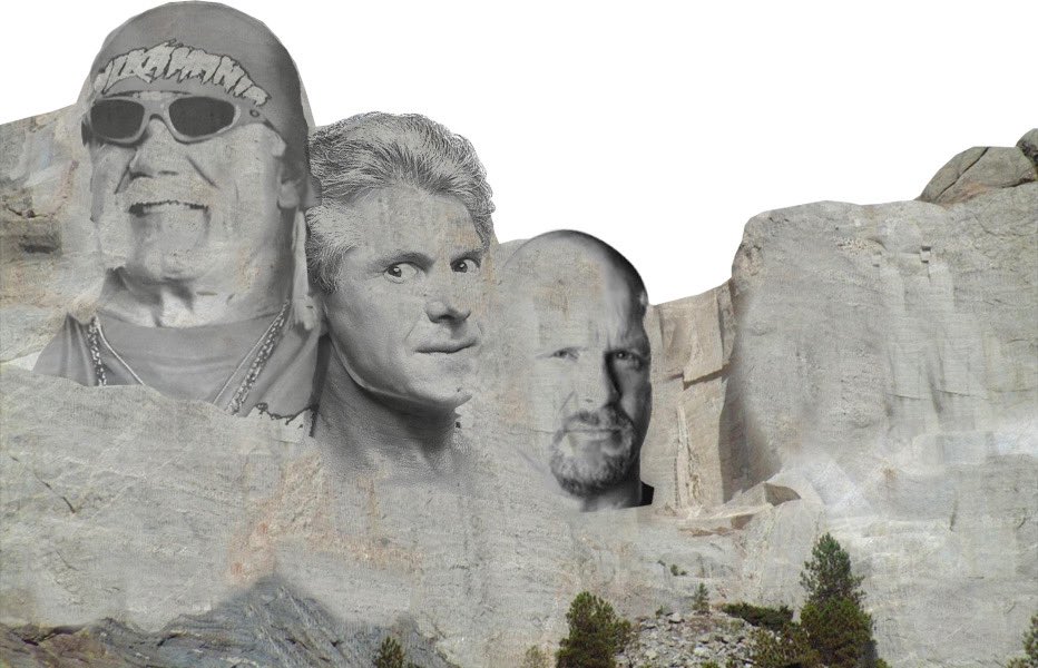 The90s7's tweet photo. THE REAL MT. RUSHMORE OF WRESTLING @HulkHogan  @VinceMcMahon @steveaustinBSR &amp; @JohnCena 🤦🏽‍���️ #youcantseeme https://t.co/axbvZGfcnf