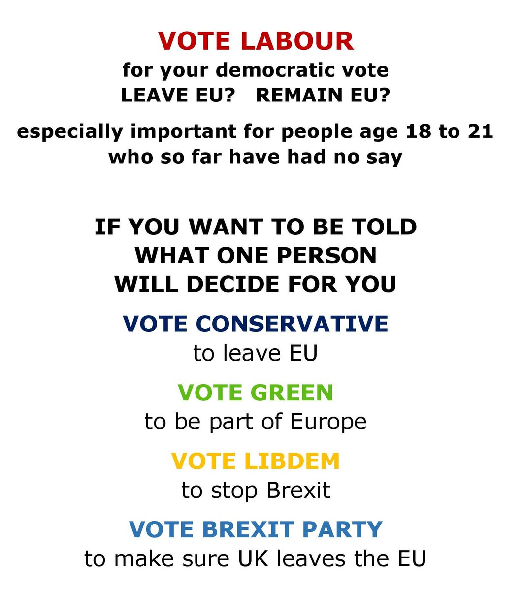 LynneHaywood's tweet photo. #BritishYouth #YouthGroups #YoungPeople
#YouthParliament #YoungJews #StudentUnions
#LabourStudents #LabourYouth #YoungLabour #youngandhomeless
Dont just accept #Brexit
Demand your right to vote on #Leave #Remain
#Electorate age 18-21 had #noVote
#BBCLeadersDebate #GeneralElection https://t.co/UY7cFo7faD