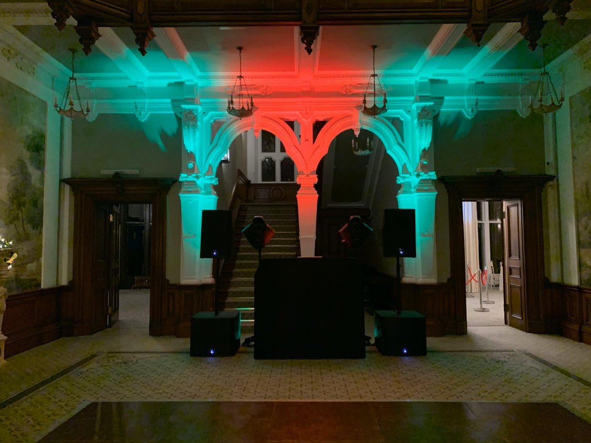 soundwave1999's tweet photo. A festive setup for tonight’s party at Clevedon  Hall with DJ Adam P https://t.co/eDHzXdU8jm