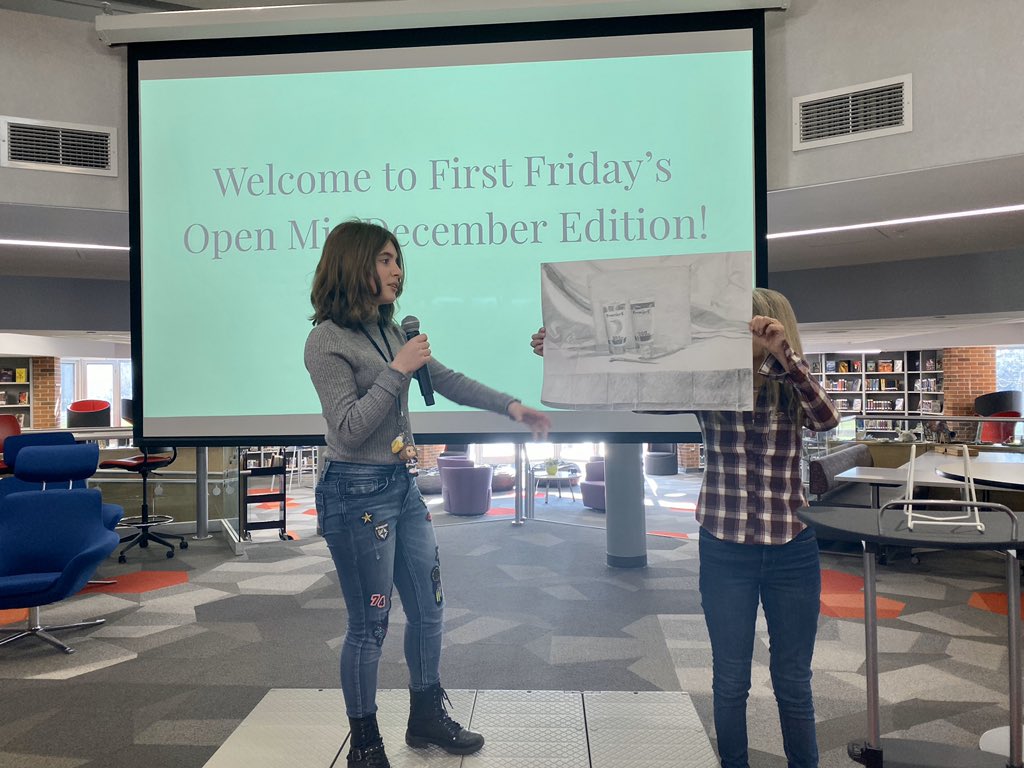 abiasiello's tweet photo. Ventriloquism, original art, singing, dancing... We had it all at today’s #FirstFridaysOpenMic! My day was significantly brighter because of these kids. Creative communities connect and inspire. #engage109 #SMSpride 💕🎨🎭🎤 https://t.co/eckZ1naVYK