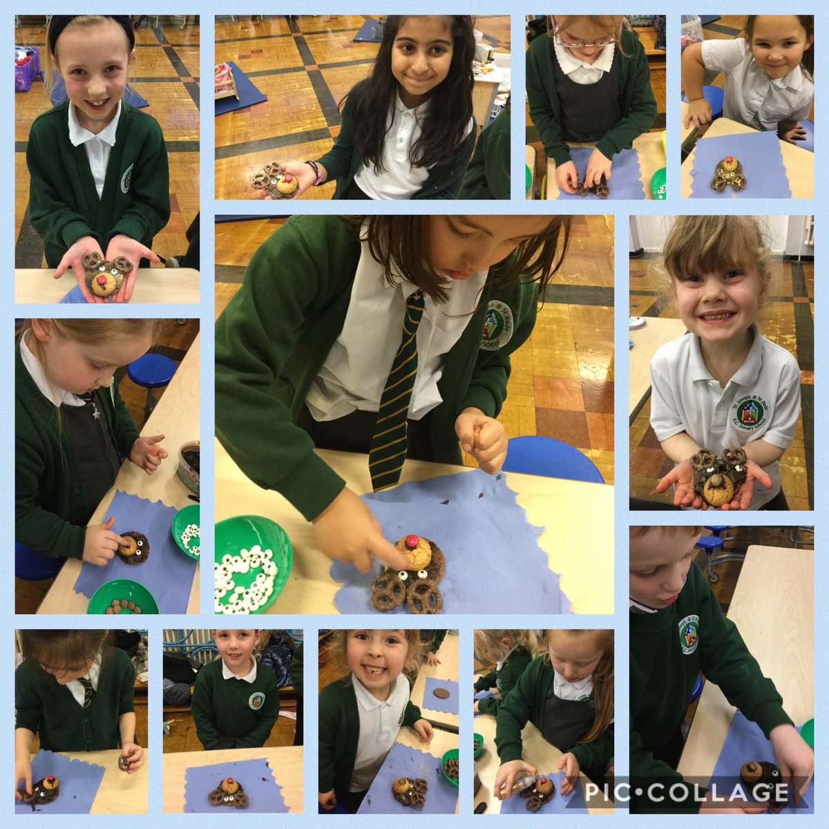 BeadiesSjsb's tweet photo. On Wednesday, the children were very excited to make their own reindeer biscuits 🍪 They produced some very festive reindeers,  complete with chocolate coated pretzel antlers 🥨🦌 @StJosephStBede #Rudolph #Christmas #biscuits https://t.co/1yp9dhZY5q