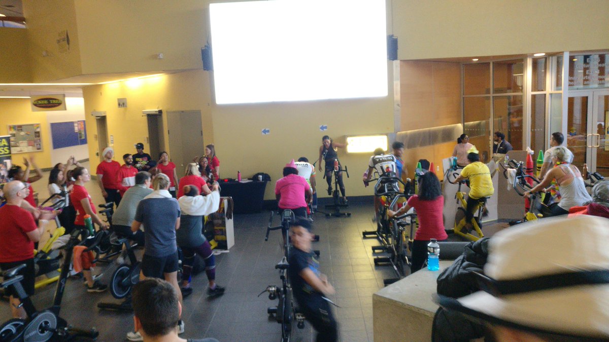 Our Spinathon is happening right now in the E Concourse! Come join us! @humberFHSW