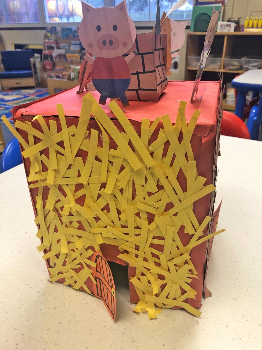 ChildcareNetwk's tweet photo. Ms. Lastisha created a #ThreeLittlePigs #propbox for her Three's class! The characters are attached to popsicle sticks so students can interact with the characters. In addition, the box also features each of the different houses so they can turn the box as they read. #childcare https://t.co/rUb4CaTCs1