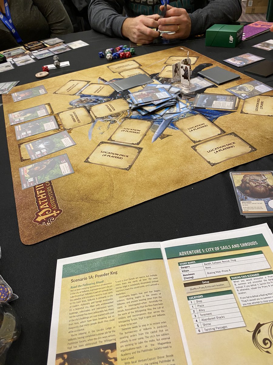 davidtjacobson's tweet photo. #PAXUnplugged A bit of #PathfinderAdventureCardGame in the @paizo #PathfinderSociety room https://t.co/49kb92OeJS