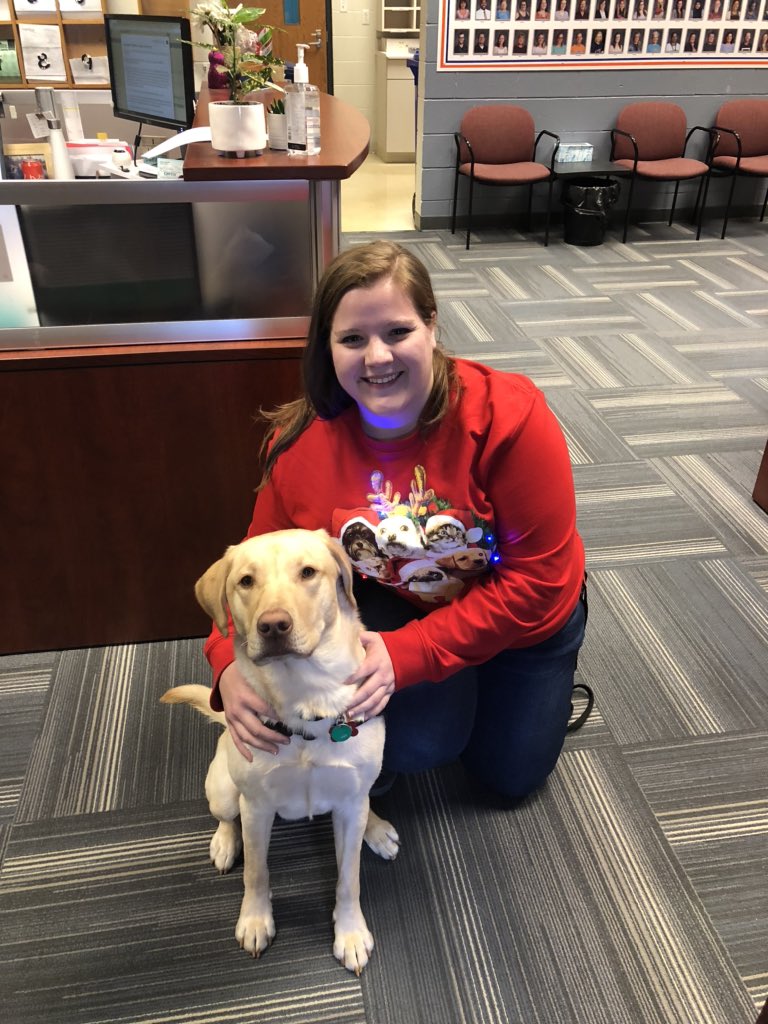 panthermaci's tweet photo. One of my people wore a holiday sweater celebrating animals today! @DMSPanthers #pantherpup #DMSPantherPride https://t.co/izdozs1Sxv