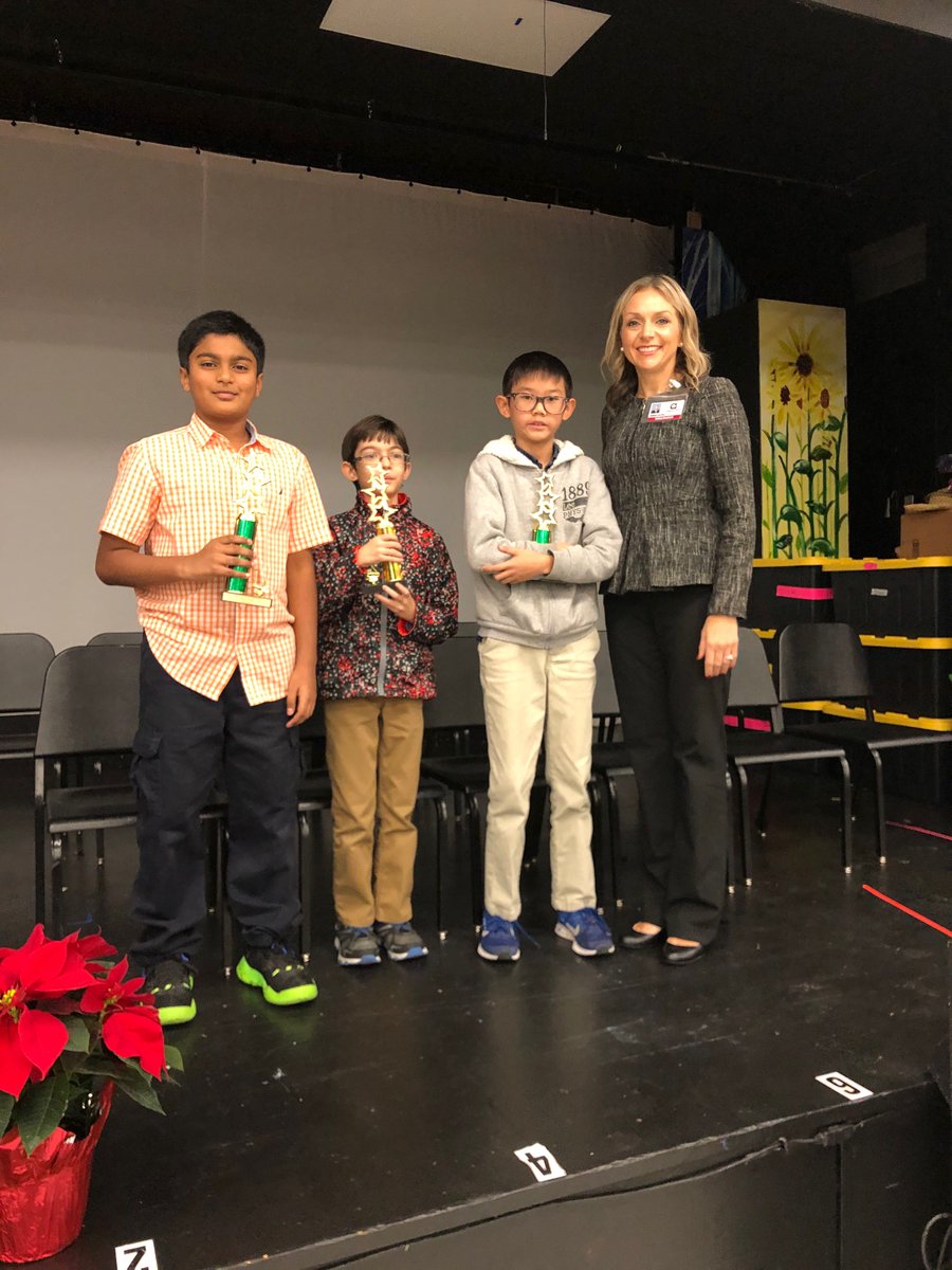 Congratulations to our Spelling Bee winner Shriyansh Gorantla, 2nd place Rohan Mandavia, 3rd place Cole Liew! We are so proud of you! 💚🐝💛 #farmingtonisfamily