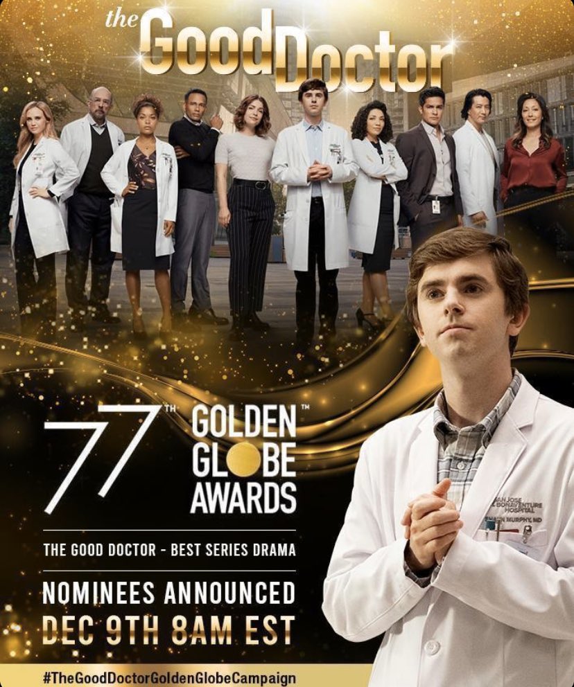 GoodDoctorK_S's tweet photo. #TGDfanFamily. 3️⃣days 2️⃣ #makeNoise &amp; let #HollyWoodForeignPress know HOW MUCH we want2️⃣👀 #freddiehighmore &amp; #TheGoodDoctor NoMiNaTeD👇4️⃣@goldenglobes #Dec9 8amEST. ##RETWEET Show Ur♥️LOUDLY ON ALL #SMplatforms🙏#TheGoodDoctorGoldenGlobeCampaign #MuliTGDfansiteeffort #TGDscouts https://t.co/ZExEyBdazM