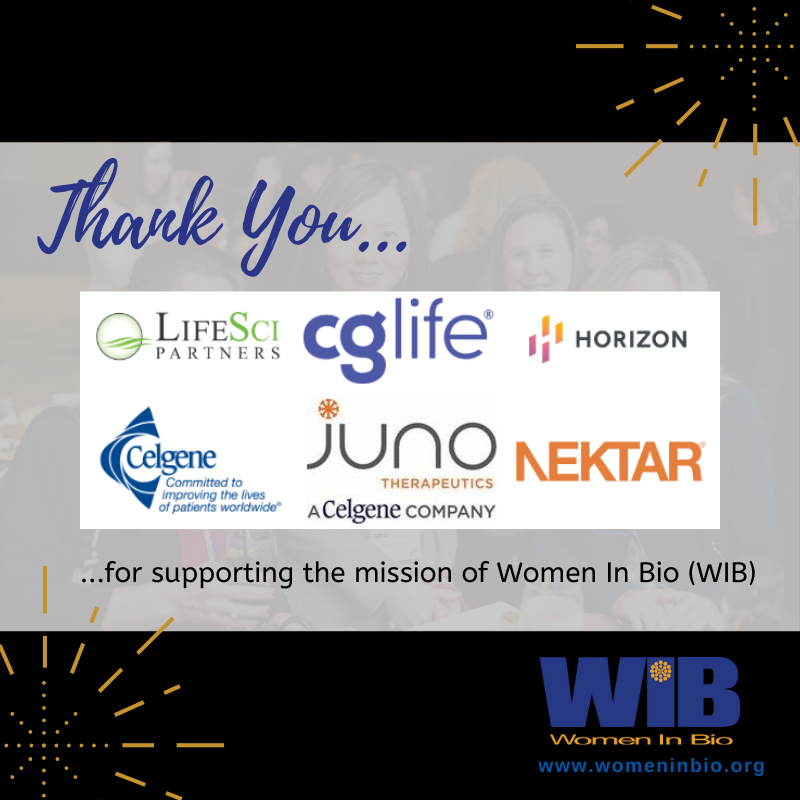 WomenInBio's tweet photo. WIB-National: Sponsor Spotlight
Thank you to these generous sponsors for supporting the 2019 Founders Scholarships: #LifeSciPartners @cglifeagency @HorizonNews @Celgene @JunoThera @NektarNews https://t.co/ACjjKqIFmI