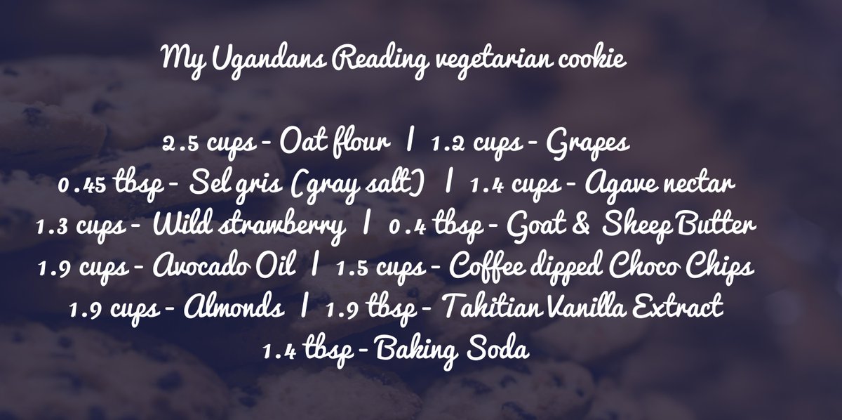 BakeSomeCookie's tweet photo. My Ugandans Reading vegetarian cookie  #CookieBot #NewRecipe #SmartRecipe #InventFood #Food #Foodie #SweetTooth #Dessert #My #Ugandans #Reading #vegetarian https://t.co/msUSHYLWQT